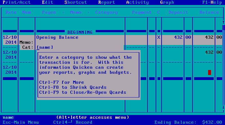 Quicken 8.0 for DOS - Register